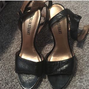 Black and gold stiletto heels